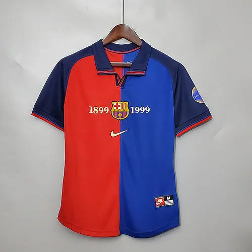 Barcelona 100th Anniversary version home Football kit Footyb